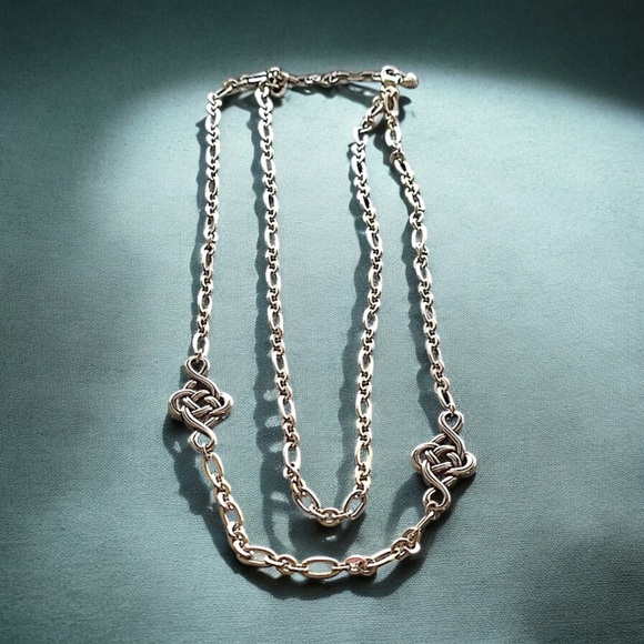 HTF BRIGHTON Celtic Interlok Knot Layer Silver Necklace EUC JL9450 - Picture 10 of 12